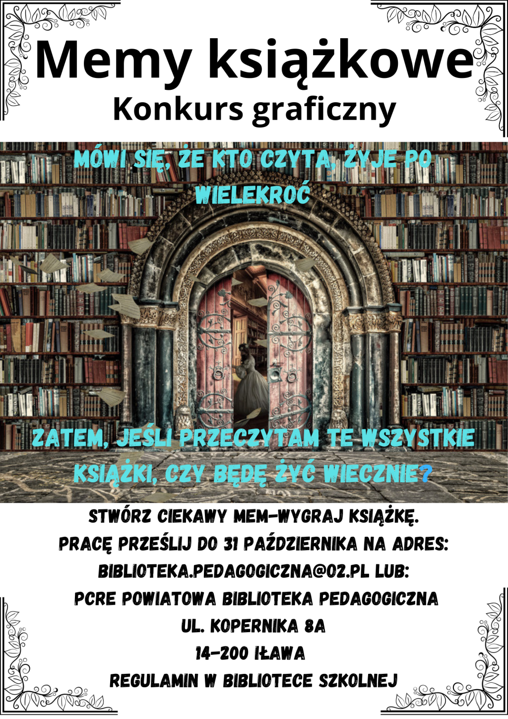 Plakat na konkurs Memy ksiazkowe Ostateczny